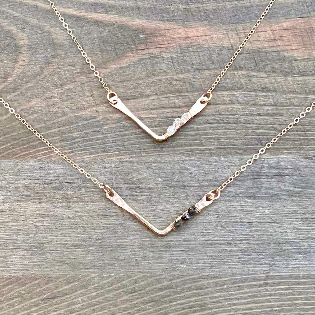 Simple Black Diamond Chevron Necklace