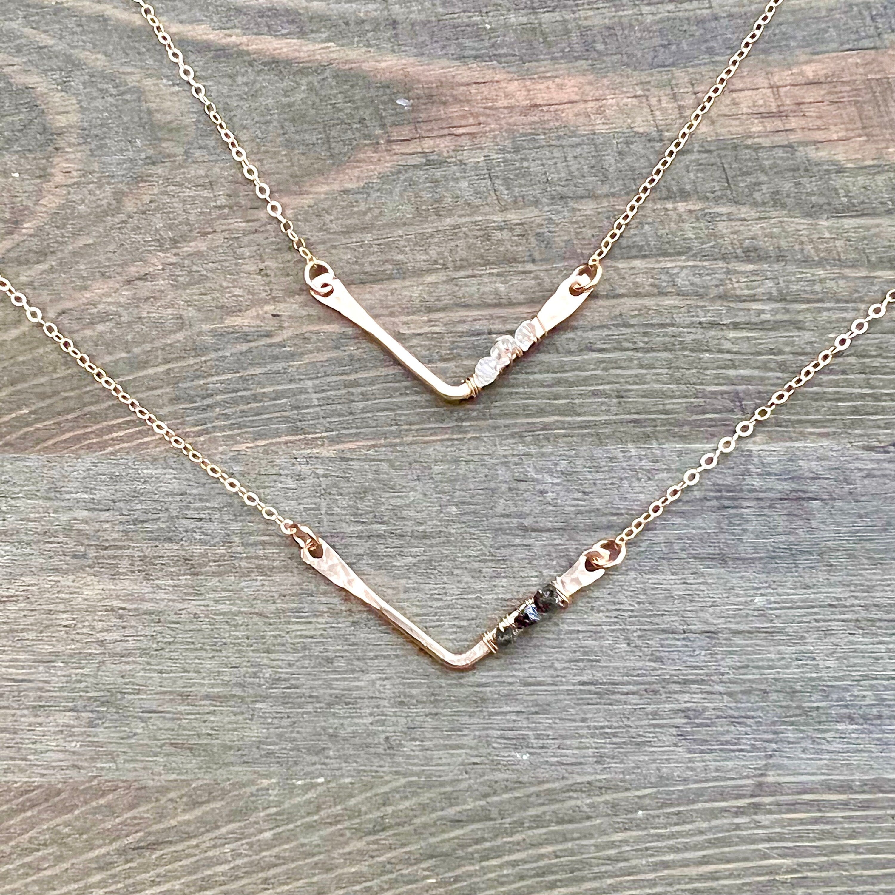 Simple Black Diamond Chevron Necklace