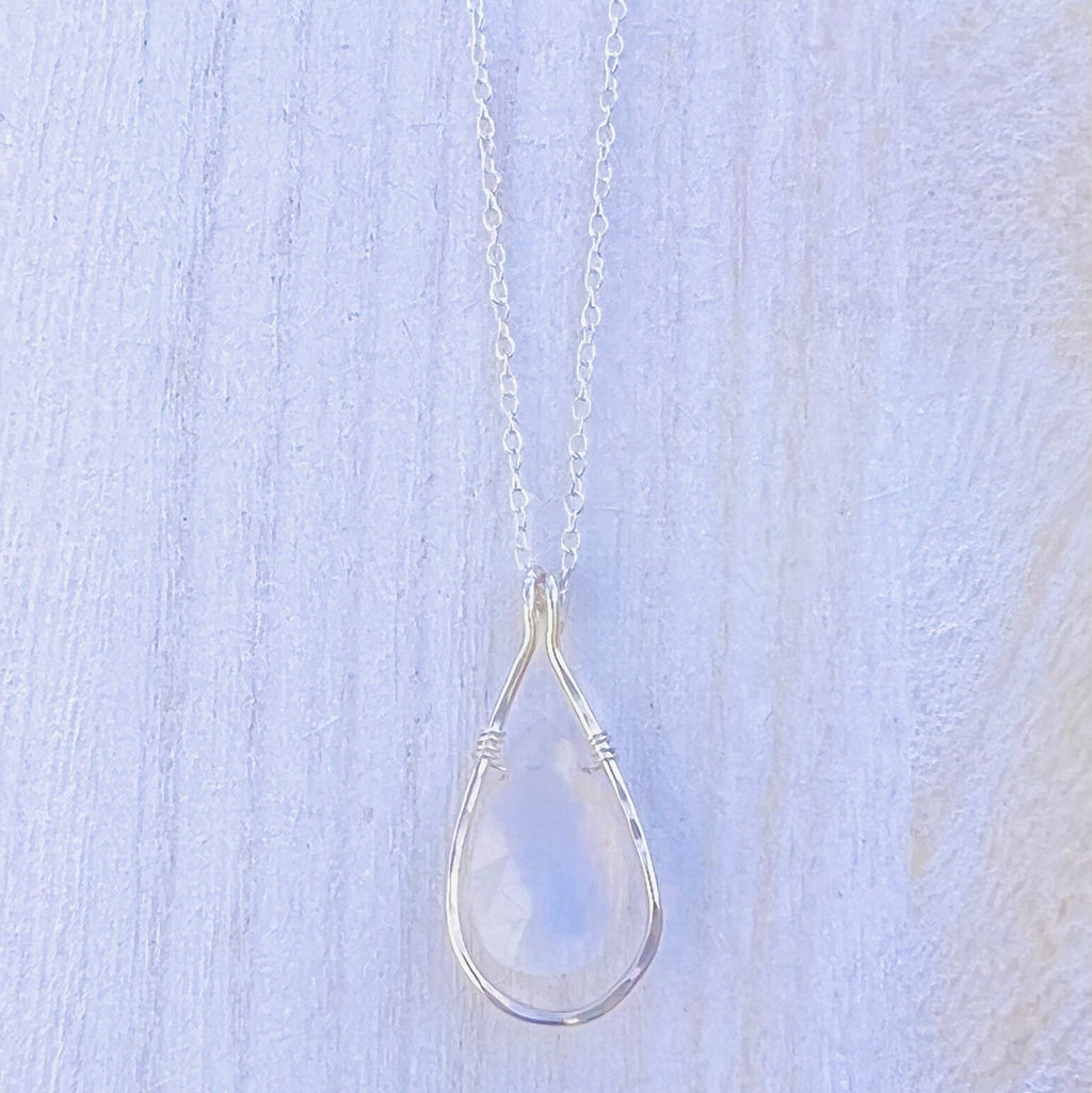Large Rainbow Moonstone Framed Necklace June Birthday Gold Necklace